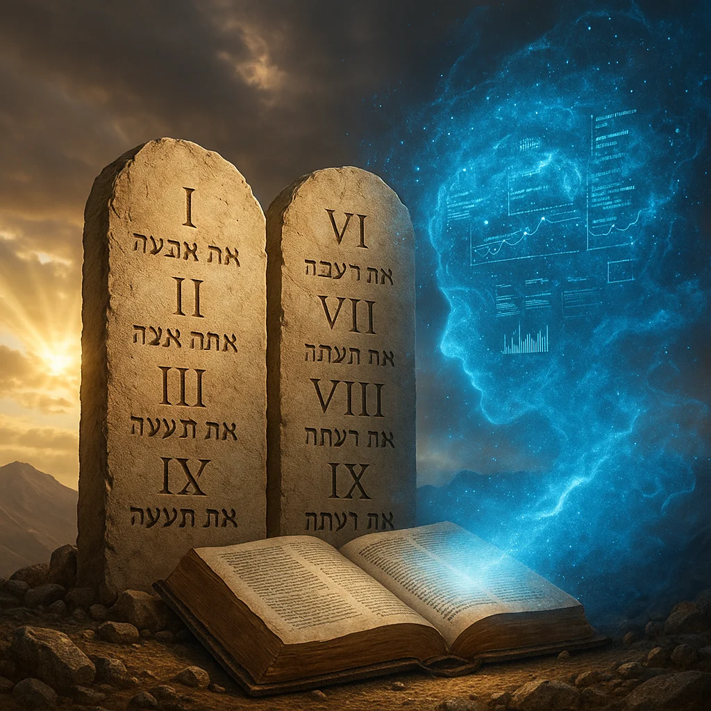 The Ten Commandments carved in stone