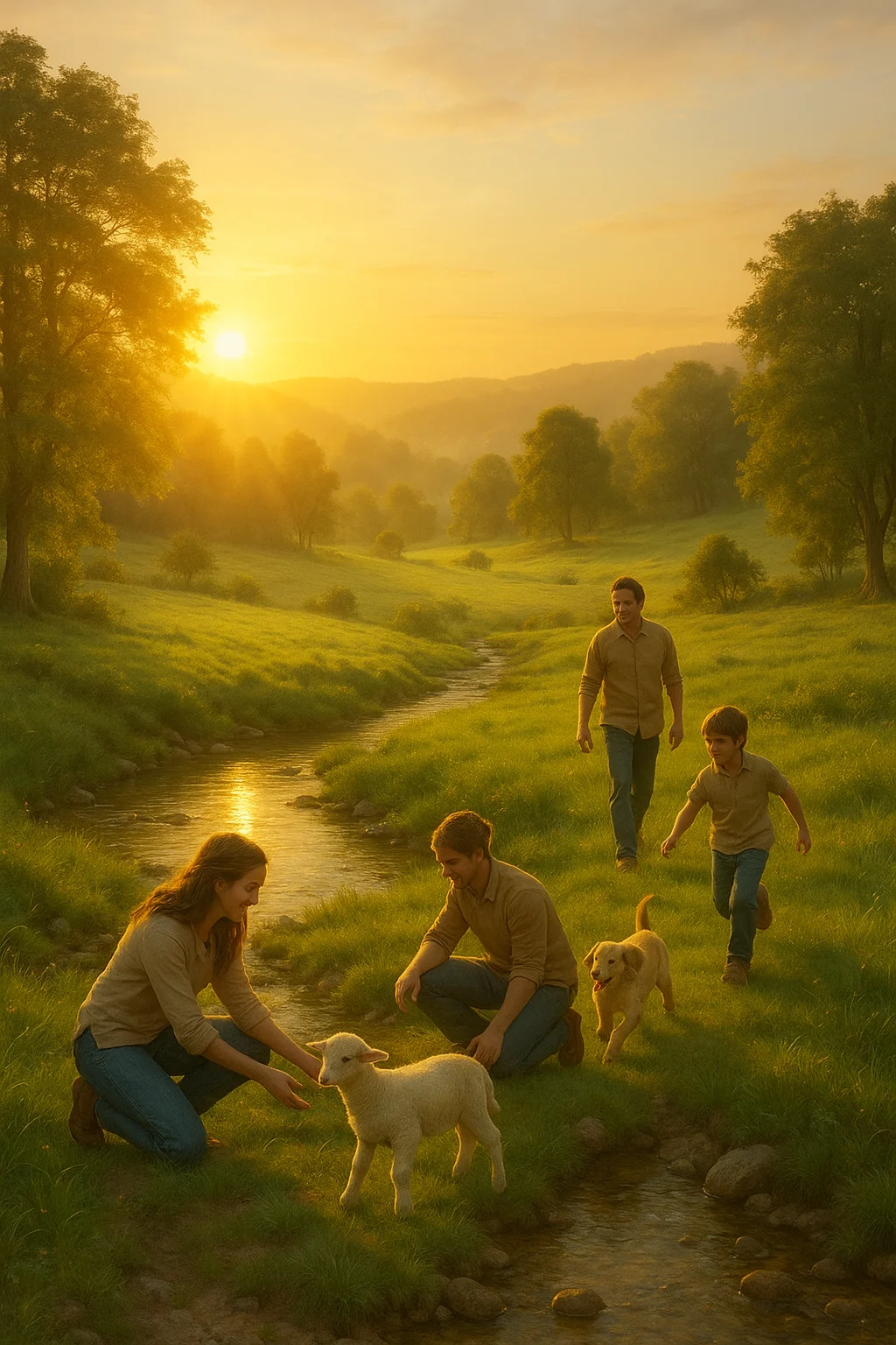 Peaceful sunrise over green hills, symbolizing a new beginning