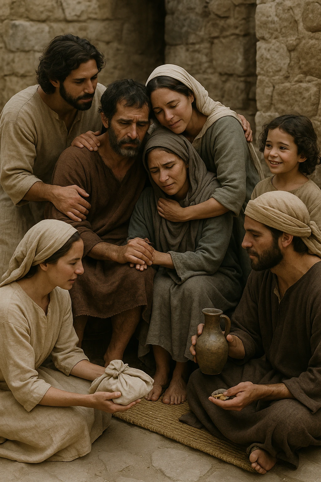 Hands offering bread symbolizing generosity and forgiveness